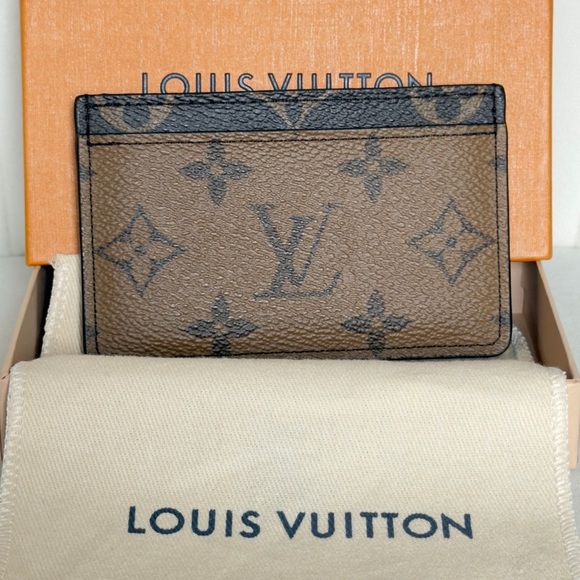 Louis Vuitton Handbags - Louis Vuitton Logo Monogram Reverse Print Card Wallet Holder RFID CHIP Plus COA